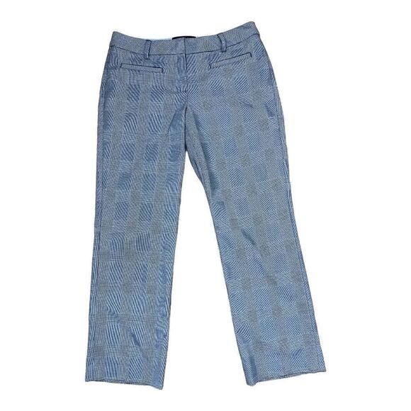 Classic Lands' End Women's Mid Rise Blue Checked Cropped Pants 4P Casual Office - Picture 1 of 6